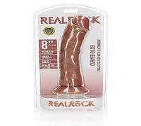 Realrock Curved Realistic Dildo with Suction Cup, Brown, 20.5 cm Size