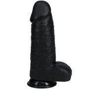 RealRock Extra Thick Suction Cup Dildo Cock Balls Black Realistic Veiny 10 Inch