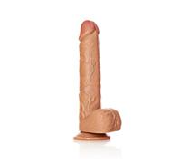 Realrock Straight Realistic Dildo with Balls and Suction Cup, Brown, 28 cm Size