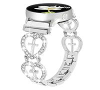 REALSIGN 20mm Glitter Metal Strap Compatible with Samsung Galaxy Watch 7/FE/6/5/4 40/44mm, Watch 6/4 Classic, 5 Pro, Watch 3 41mm, Active 2, Crossband, Heart Shape Watch Strap for Women, 20MM Lug