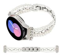 REALSIGN 20MM Pearl Beaded Watch Band Compatible with Samsung Galaxy Watch 6 5 4 40/44mm,Watch 4 Classic 42/46mm,Watch 3 41mm,Active 2 Jewelry Wristband Stylish Adjustable Strap Women(Small Pearls