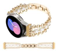 REALSIGN 20MM Pearl Beaded Watch Band Compatible with Samsung Galaxy Watch 6 5 4 40/44mm,Watch 4 Classic 42/46mm,Watch 3 41mm,Active 2 Jewelry Wristband Stylish Link Chain Pretty Strap Women (Elliptic