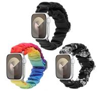 REALSIGN 3Pcs Elastic Scrunchies Bands Compatible with Apple Watch Band 38mm 40mm 41mm,Adjustable Cloth Strap Stretchy Solo Loop Wristband for iWatch Series 9 8 7 6 5 4 3 2 SE