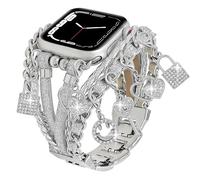 REALSIGN Boho Leather Band Compatible with Apple Watch 46 49 45 44 42mm Women,Stylish Bracelet with Detachable Pendants Unique Charms Strap for iWatch Series 10 9 8 7 6 5 4 3 2 SE Ultra 2 (M6-Bling