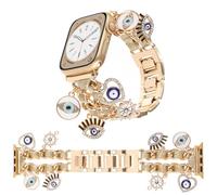 REALSIGN Stylish band compatible with Apple Watch Bands 38mm 40mm 41mm 42mm 44mm 45mm 49mm, unique charms replacement strap for iWatch Series 9 8 7 6 5, Gold Glitter Eyes, 42/44/45MM, Modern