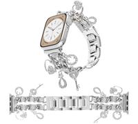 REALSIGN Stylish band compatible with Apple Watch Bands 38mm 40mm 41mm 42mm 44mm 45mm 49mm, unique charms replacement strap for iWatch Series 9 8 7 6 5, Silver Glitter Key, 42/44/45MM, Modern