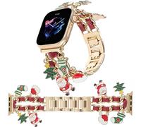 REALSIGN Stylish band compatible with Apple Watch Bands 38mm 40mm 41mm 42mm 44mm 45mm 49mm, unique charms replacement strap for iWatch Series 9 8 7 6 5, Gold and Red Leather, 42/44/45MM, Modern