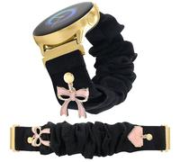 REALSIGN Stylish Scrunchie Band Compatible with Samsung Galaxy Watch 7/FE/6/5/4 40/44mm,Watch 6/4 Classic,5 Pro,Watch 3,Stretch Wristband with Cute Charms Pendants Satin Strap Women,20mm, Bowknot Pink
