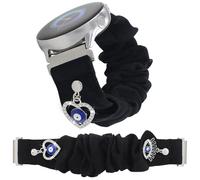 REALSIGN Stylish Scrunchie Band Compatible with Samsung Galaxy Watch 7/FE/6/5/4 40/44mm,Watch 6/4 Classic,5 Pro,Watch 3,Stretch Wristband with Cute Charms Pendants Satin Strap Women,20mm (Eyes Silver