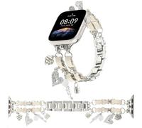 REALSIGN Stylish Wristband Compatible with Apple Watch Band 42 44 45 46 49mm,Cute Strap with Bling love lock Diamond Pendants for iWatch Series 10 9 8 7 6 5 4 3 2 1 SE Ultra Chain Charms Women(42/44