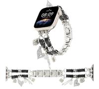 REALSIGN Stylish Wristband Compatible with Apple Watch Band 42 44 45 4649mm,Cute Strap with Bling love lock Diamond Pendants for iWatch Series 10 9 8 7 6 5 4 3 2 SE Ultra Women(42/44/45/49MM,Lucky