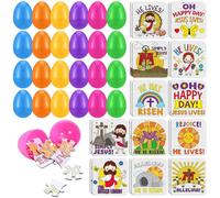 Realspring 24 Set Christian Easter Gift for Kids Include 24 He Lives Color Your Own Religious Jesus Jigsaw Puzzles with Easter Eggs for Classroom Reward Exchange Gift Jigsaw Toys Birthday