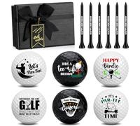 Realspring 6 Pcs Happy Birthday Golf Balls Set with Golf Tees Birthday Novelty Golfer Gift for Dad Husband Coworkers Golfers Golf Lovers