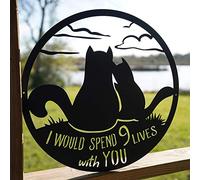 RealSteel 9 Lives Together Wall Art, Indoor and Outdoor Use, Weather and Rust Resistant, Perfect For Cat Lovers, Anniversaries, Wedding Gifts, Birthdays, Special Couples
