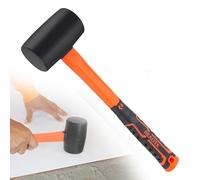 REALTEK Black Rubber Mallet 16oz/450g, Solid Rubber Mallets Hammer with Fiberglass Handles, Soft Hammer, 65 mm Diameter, 36cm Long, Rubber Hammer for Slabs, Bricklaying, Paving Mallet
