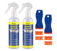Realth Adhesive Remover Spray/Sticky Stuff Remover | 250ml*2 | with Plastic Scraper | Quickly Drying | Fast-Acting Cleaner | for Remove Labels Stickers Glue Tape and Glass Residue