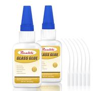 Realth Glass Glue | 60g Strong Clear Glue for Repair Glass Bond | Instant Drying Waterproof | Suitable for Acrylic Mirror Crystal Craft | with Anti-Clog Cap