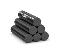 Realth Magnetic Cylinder with Epoxy Coating Dia. 1/4" x 1/2" Length 6 Pack Black Neodymium Permanent Rare Earth Circular Magnets Rod for Fridge Whiteboards (MR612-6B)