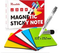 Realth Magnetic Dry Erase Labels | 20 Pcs 101 x 152 mm Multi Color | with 2 Marker pens | Magnetic Labels to Write on | Reusable Erasable | for Whiteboard Fridge Office Classroom (RSN4620C)