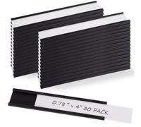 Realth Magnetic Label Holder | 19MM X 101.6MM | 30 Packs C Channel | White Cards and Clear Protectors | Mess Free Removable | for White Board Metal Wall Cabinet Drawer and Shelves (MLH07430)