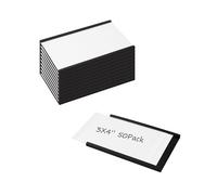 Realth Magnetic Label Holder | 76.2MM X 101.6MM | 50 Packs C Channel | White Cards and Clear Protectors | Mess Free Removable | for White Board Metal Wall Cabinet Drawer and Shelves(MLH3450)