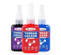 Realth Thread Lock Blue and Red & Purple | 50ml x 3 | Low Medium and High Strength Threadlock | Removable Threadlocker | Lock & Seal Nuts Bolts Metals - Against Losening and Leakage