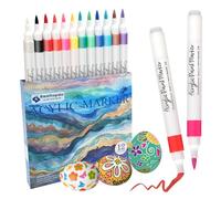 Realtopdo Acrylic Paint Pens Brush-Markers for Rock Painting Glass Stone Wood Craft Supplies,12 Vibrant Colors Acrylic Pens for Ceramic Wood Christmas Easter Egg Pumpkins Scrapbook (12)