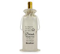 Realtor Gifts Wine Bag Realtor Thank You Wine Bottle Bag Real Estate Agent Present Retirement Present for Salesman Salesperson Closing Gift for Therapist Realtor Appreciation Drawstring Wine Bag