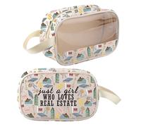 Realtor Makeup Bag Real Estate Agent Gifts Just A Girl Who Loves Real Estate Gifts for Women Realtor Makeup Zipper Pouch Bag