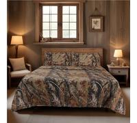 Realtree All Purpose Camo Sheet Set -4 Piece Camouflage Printed Bedding - Percale Weave Super Soft Cotton 100 GSM Fabric - Easy Care Forest Theme Sheet Set for Bedroom, Hunting & Outdoor - (Queen)