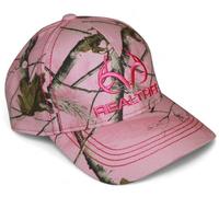 Realtree AP Pink Camo Logo Cap Hat Ladies Fit Sweatband Hot Pink Embroidery Vel-cro Back Lightly Structured Cap Hat, Ap Pink, One Size