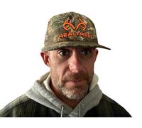 Realtree Edge Blaze Antler Logo Trucker Cap Hat Mid Profile Structured Camo Mesh Snap Back Wicking Sweatband Cap Hat for Men