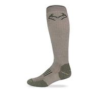 Realtree Heavyweight Merino Wool Tall All Season Boot Socks 1 Pair, X-Large, Tan/Olive