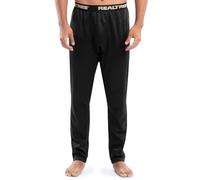 Realtree Men's Heavyweight Fleece Thermal Underwear Long Johns Bottom Base Layer, Pitch Black, L