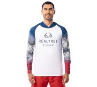 Realtree Men's Long Sleeve Performance Fishing Hoodie Hooded Sweatshirt, White Patriotic, XXL