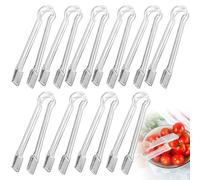 Realure 10Pcs Plastic Buffet Serving Tongs Set 6.3''*0.8'' Kitchen Serving Mini Tongs Transparent Utensil Sugar Ice Tong for Food Ice Cube Tea Coffee Buffet Party Dessert Barbecue Cookies