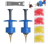 Realure 1100 Pcs/5 Sizes Micro Bait Bands for Fishing with 2 Pcs Bander Tool, Pellet Bands Rubber Rings, for Pellets Live Worms Fishing Bait,for Carp Match Outdoor Fishing, Blue