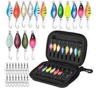 Realure 16Pcs Fishing Spinners Set - 2.5g/3.5g/5g Metal Spoon Lures with Rolling Swivels & Clips, Storage Box for Pike, Sea Bass, Trout Freshwater Saltwater