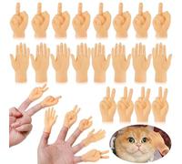 Realure 20 Pcs/4 Styles Tiny Hands Set Rubber Small Mini Finger Hands Left & Right & Finger Puppets Hand Funny Little Joke Game Toy Ideal for Game Party Pet Parties Halloween Tricks