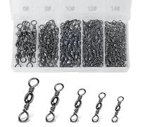 Realure 200 Pcs Rolling Fishing Swivels 5 Sizes Swivels for Carp Fishing Accessories Swivels 6# 8# 10# 12# 14# Barrel Fishing Connector Swivel for Sea Fishing, Fishing Line, Hooks Swivels
