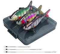 Realure 3 Pcs Multi Jointed Pike Fishing Lures with 15cm 25cm 30cm Wire Traces Pike Lures Sets 3D Artificial Lures with Hooks Slow Sinking Lure with Wobbler for Freshwater Saltwater(D, 10.2cm 14g)
