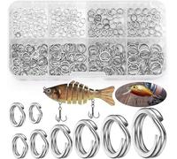 Realure 300 Pcs/8 Sizes Fishing Split Rings 8mm 7mm 6mm 5mm 4.5mm 4mm 3.5mm 3mm Fishing Hooks Lures Ring Connector Stainless Steel 304 Double Ring Clips Snaps for Connecting Fishing Lures & Hooks