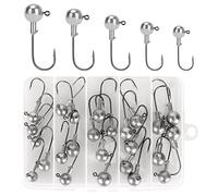 Realure 38pcs/6 Sizes Jig Heads Fishing Hooks Kit Sharp Small Jig Heads Hooks for Soft Lure for Bass Trout Fishing for Freshwater Saltwater Include Plastic Storage Box 2g 3g 4g 6g 8g 10g (38)