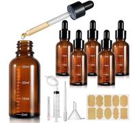 Realure 5 Pcs Pipette Dropper Bottle with Scale 30ml Mini Amber Glass Eye Dropper Bottles with Funnel Lables Refillable for Essential Oil Aromatherapy Blends Perfumes Liquids Laboratory