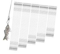 Realure 50 Pcs Stainless Steel Wire Traces Pike Fishing, 5 Size 10cm 15cm 20cm 25cm 30cm Anti-Bite Fishing Leaders with Swivels Snap, Fish Line Fishing Accessories for Bait Rigs Saltwater Freshwater