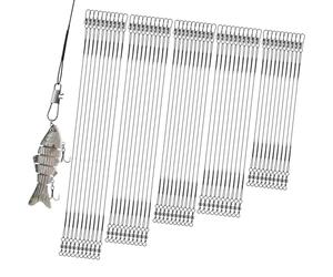 Realure 50 Pcs Stainless Steel Wire Traces Pike Fishing, 5 Size 10cm 15cm 20cm 25cm 30cm Anti-Bite Fishing Leaders with Swivels Snap, Fish Line Fishing Accessories for Bait Rigs Saltwater Freshwater