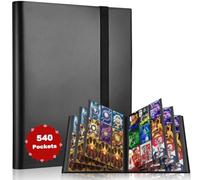 Realure 540-Pocket Trading Card Binder with Elastic Strap, 9-Pocket Card Folder Album, Waterproof PP Card Holder for Sports, Pokémon & TCG Collectible Cards (Black)