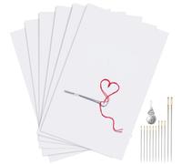 Realure 6 Pack 14 Count Aida Cloth, White Cross Stitch Fabric 45x30cm, 10 Embroidery Needles, 100% Cotton Pre-Cut Sheets for Beginners & Craft Lovers