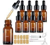 Realure 8 Pcs Pipette Dropper Bottle with Scale 20ml Mini Amber Glass Eye Dropper Bottles with Funnel Lables Refillable for Essential Oil Aromatherapy Blends Perfumes Liquids Laboratory
