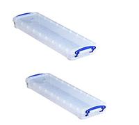 Realuse 0.8L Really Useful Pencil/Stationery Box - Clear x 2 Boxes